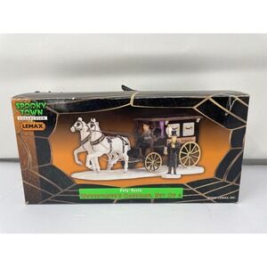 Lemax‎ Spooky Town Undertaker's Carriage Set of 2 Horses & Hearse # (Poly-Resin)